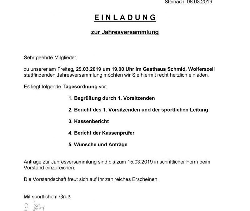 JHV 2019 Einladung